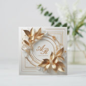 Elegant Ivory Gold Wedding Invitation 招待状 (スタンド正面)