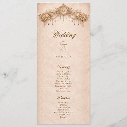 Elegant Ivory Gothic Halloween Wedding Program メニュー (正面)