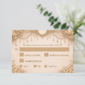 Elegant Ivory gothic Wedding RSVP Card (スタンド正面)