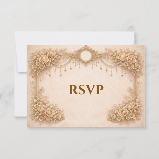 Elegant Ivory gothic Wedding RSVP Card (裏面)
