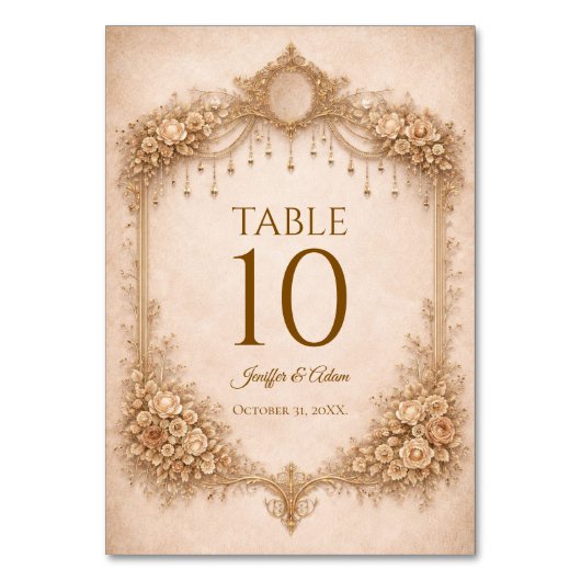 Elegant Ivory Gothic Wedding Table number テーブルナンバー (正面)