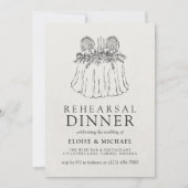 Elegant Ivory Hand Drawn Illustration Rehearsal 招待状 (正面)