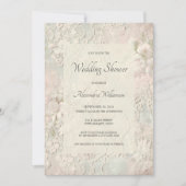 Elegant Ivory Lace Bridal Shower 招待状 (正面)