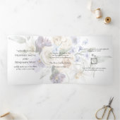 Elegant Ivory Lavender Floral Tri-Fold Invitation 三つ折り招待状 (内部)
