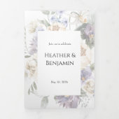 Elegant Ivory Lavender Floral Tri-Fold Invitation 三つ折り招待状 (カバー)