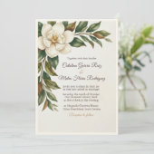 Elegant Ivory Magnolia Budget Wedding Invitation 招待状 (スタンド正面)