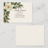 Elegant Ivory Magnolia Wedding RSVP ノートカード (正面/裏面)