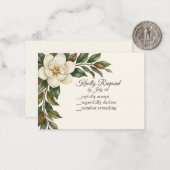 Elegant Ivory Magnolia Wedding RSVP ノートカード (正面/裏面インサイチュ)