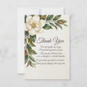 Elegant Ivory Magnolia Wedding Thank You Card サンキューカード (正面)
