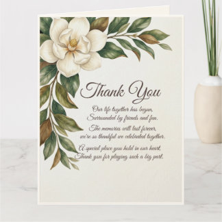 Elegant Ivory Magnolia Wedding Thank You Card サンキューカード