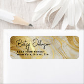 Elegant Ivory Marble & Gold Glitter Return Address ラベル (インサイチュ)