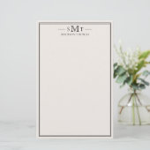 Elegant Ivory Minimalist Three Letter Monogram 便箋 (スタンド正面)