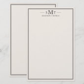 Elegant Ivory Minimalist Three Letter Monogram 便箋 (正面/裏面)