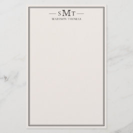 Elegant Ivory Minimalist Three Letter Monogram 便箋