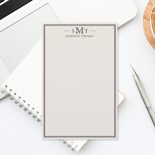 Elegant Ivory Minimalist Three Letter Monogram 便箋