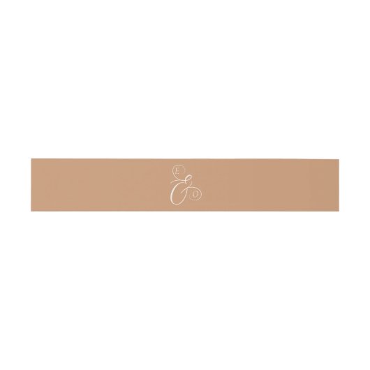 Elegant Ivory Monogram Muted Copper Wedding 招待状ベリーバンド (フラット)