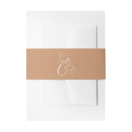 Elegant Ivory Monogram Muted Copper Wedding 招待状ベリーバンド