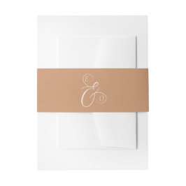 Elegant Ivory Monogram Muted Copper Wedding 招待状ベリーバンド