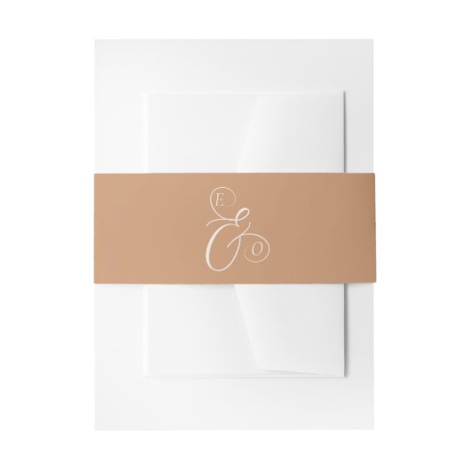 Elegant Ivory Monogram Muted Copper Wedding 招待状ベリーバンド (正面例)