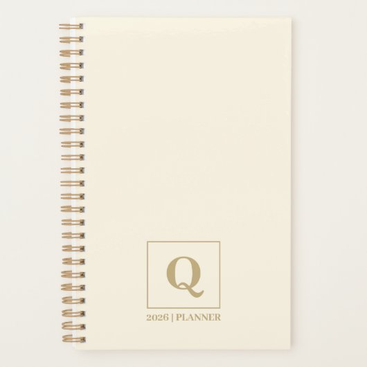 Elegant Ivory monogram Planner | Custom Gift プランナー手帳 (正面)