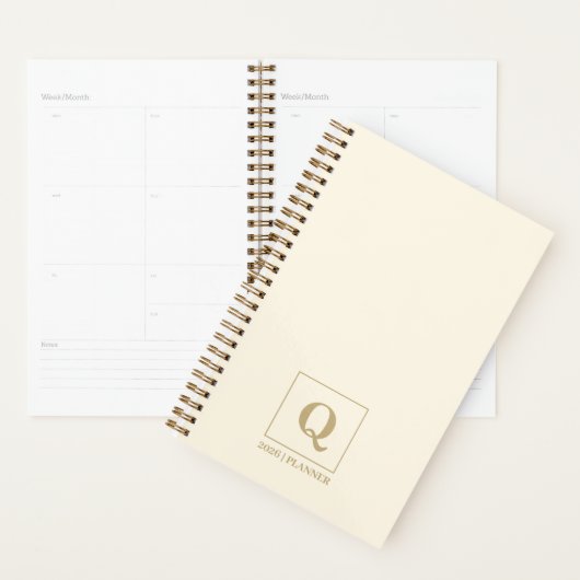 Elegant Ivory monogram Planner | Custom Gift プランナー手帳 (ディスプレー)