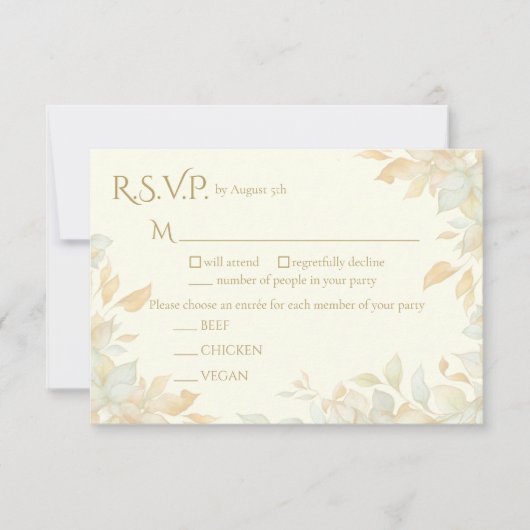 Elegant Ivory Nature Inspired Response Card 出欠カード (正面)