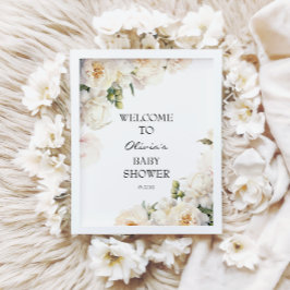 Elegant Ivory Peony Neutral Baby Poster ポスター
