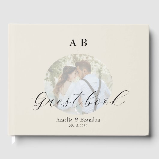 Elegant Ivory Photo Wedding ゲストブック (正面)