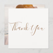 Elegant Ivory Photo Wedding Thank You Card サンキューカード (正面/裏面)