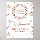 Elegant Ivory Pumpkin Fall Baby Shower Welcome ポスター (正面)