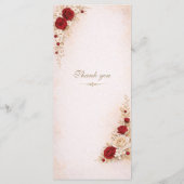 Elegant Ivory & Red Floral Wedding Menu Card メニュー (裏面)