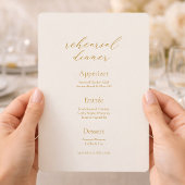 Elegant Ivory Rehearsal Dinner Menu Card 招待状