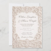 Elegant Ivory Rococo Scroll Wedding Invitation 招待状 (正面)
