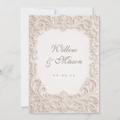 Elegant Ivory Rococo Scroll Wedding Invitation 招待状 (裏面)