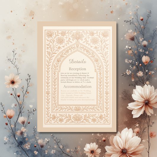 elegant Ivory Rose Gold Arabic arch Wedding エンクロージャーカード