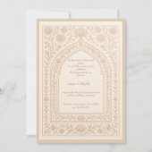 elegant Ivory Rose Gold Arabic arch Wedding 招待状 (正面)