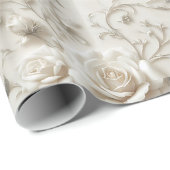 Elegant Ivory Rose with Silver Floral design ラッピングペーパー (ロールコーナー)