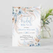 Elegant Ivory Roses Blue Floral Bridal Brunch 招待状 (スタンド正面)