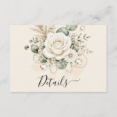 Elegant Ivory Roses Pearls Eucalytus Pampas Grass エンクロージャーカード (正面)