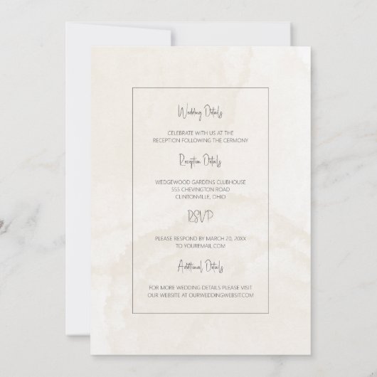 Elegant Ivory Roses Wedding Invitation 招待状 (裏面)