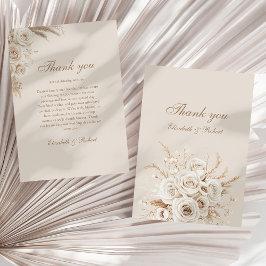 Elegant Ivory Roses Wedding Thank You Card サンキューカード