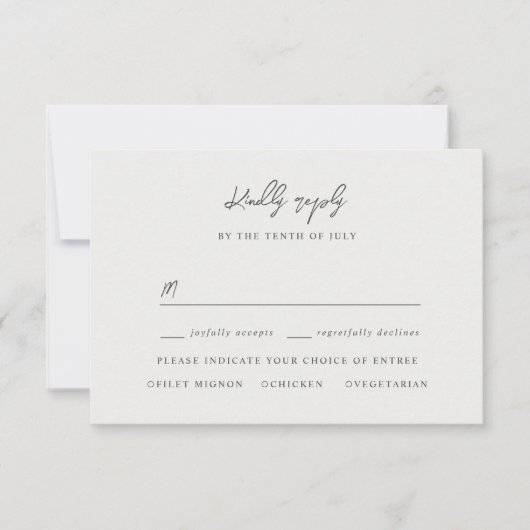 Elegant ivory satin rsvp with meal choices (正面)