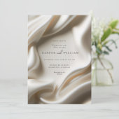 Elegant ivory satin wedding invitation 招待状 (スタンド正面)
