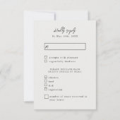 elegant ivory satin wedding meal choices RSVP (裏面)