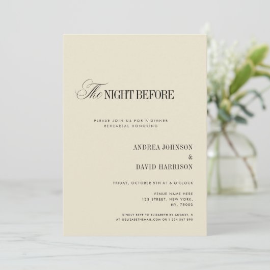 Elegant Ivory The Night Before Rehearsal Dinner 招待状 (スタンド正面)