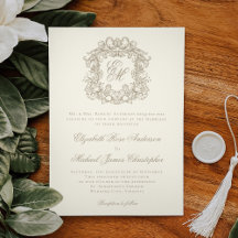 Elegant Ivory Vintage Crest Monogram Wedding