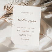 Elegant Ivory & Warm Brown Calligraphy Wedding 招待状