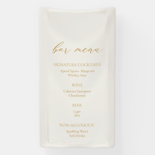 Elegant Ivory Wedding Bar Menu Banner  横断幕 (縦)