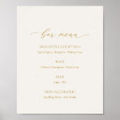 Elegant Ivory Wedding Bar Menu Sign ポスター (正面)