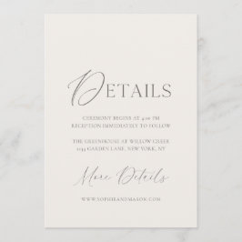 Elegant Ivory Wedding Details Card 招待状